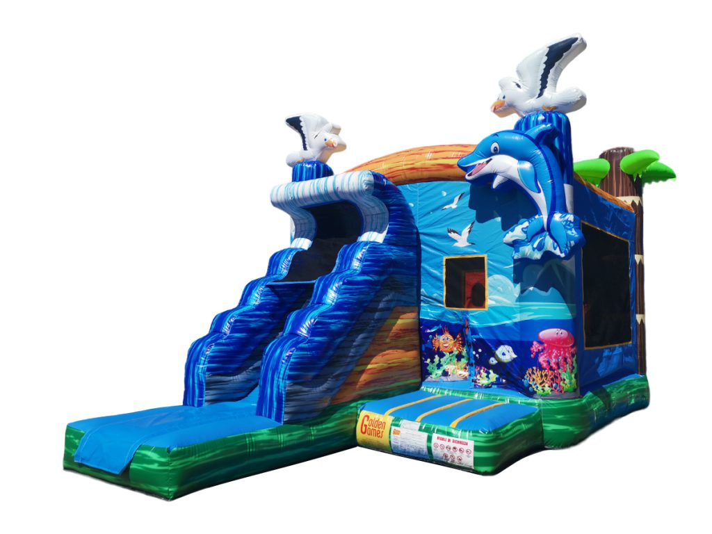 gioco gonfiabile multiattivita bounce & slide dolphin r1