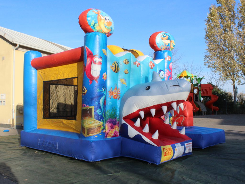 gioco gonfiabile multiattivita bounce slide shark f2