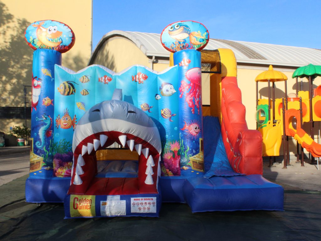 gioco gonfiabile multiattivita bounce slide shark f3